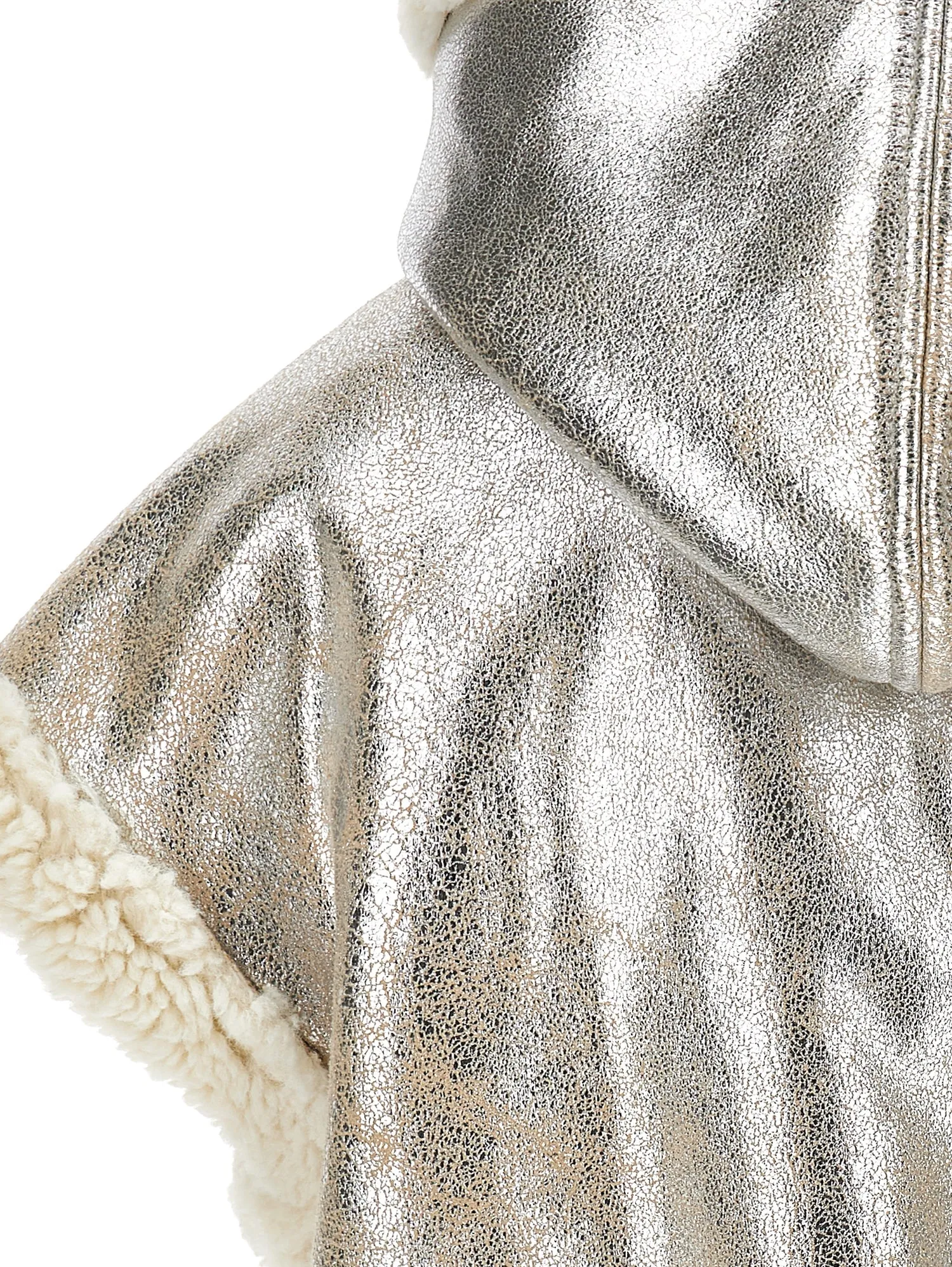 Silver Hooded Shearling Vest