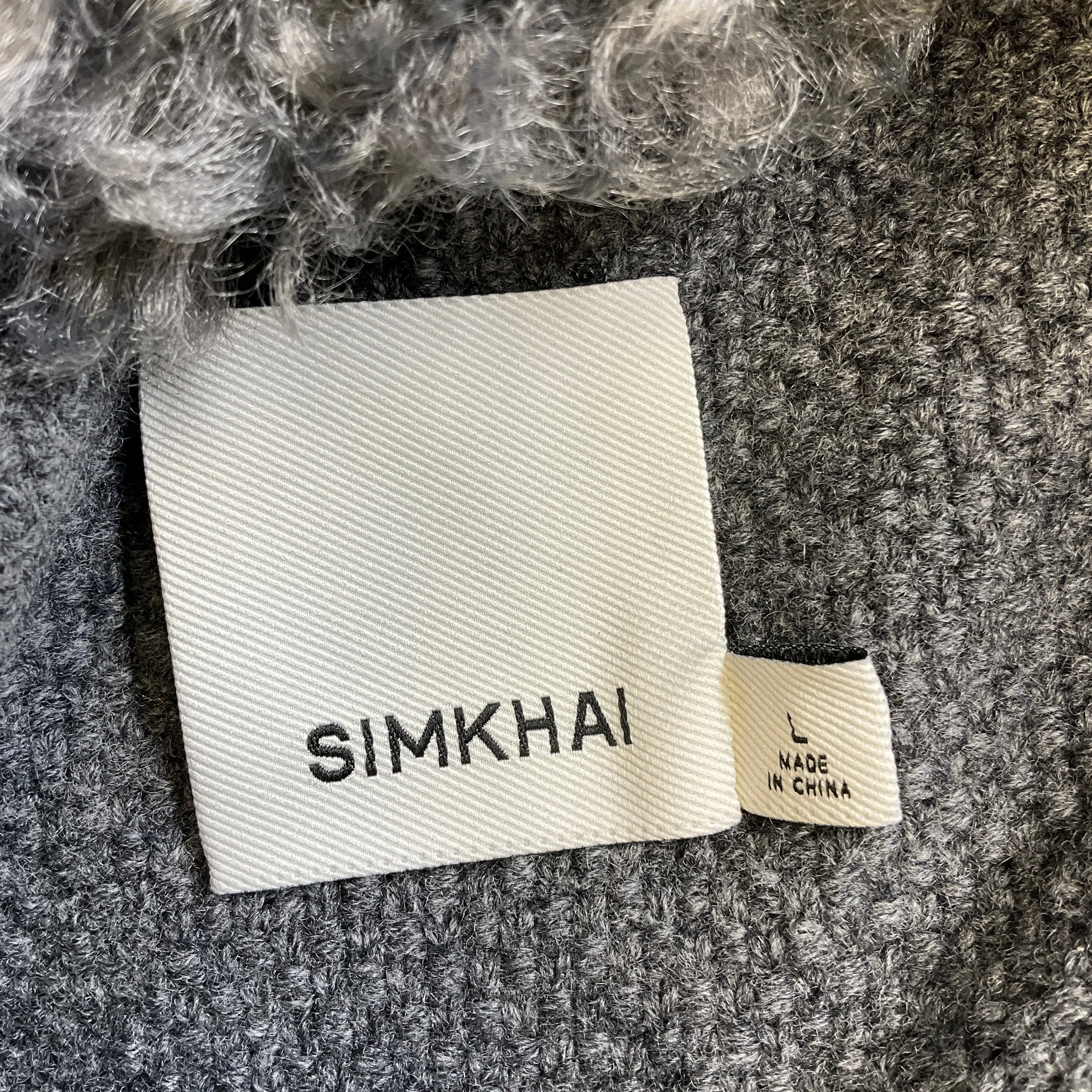 Simkhai Grey Faux Fur Collar Wool Jacket