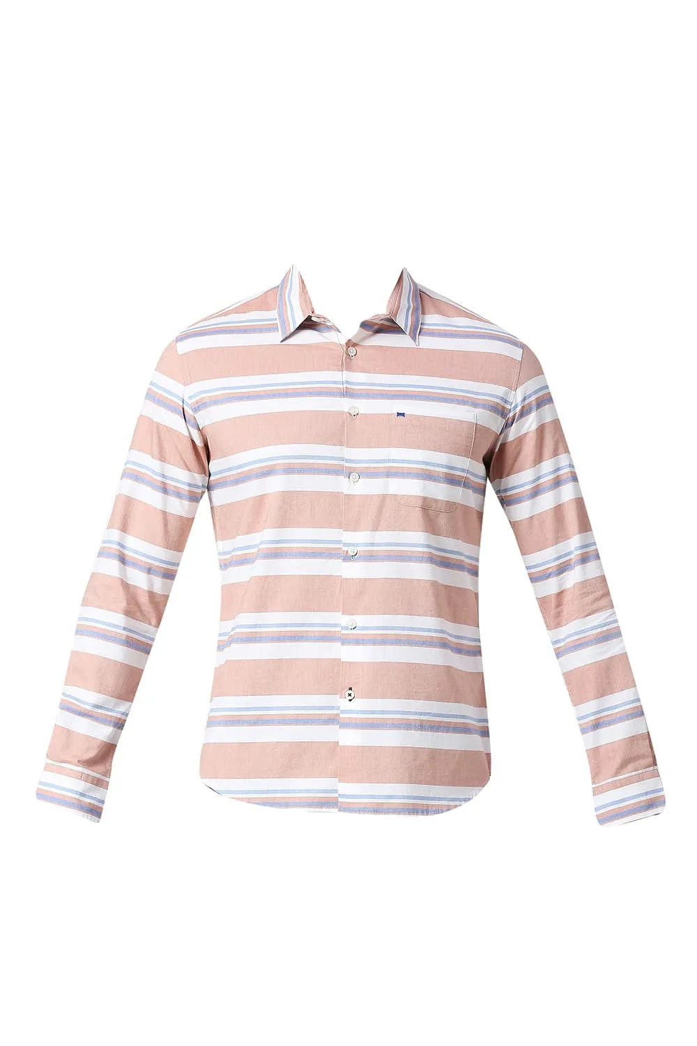 Slim Fit Cotton Oxford Weft Stripe Shirt