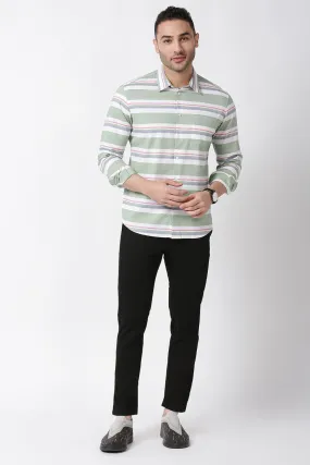 Slim Fit Cotton Oxford Weft Stripe Shirt