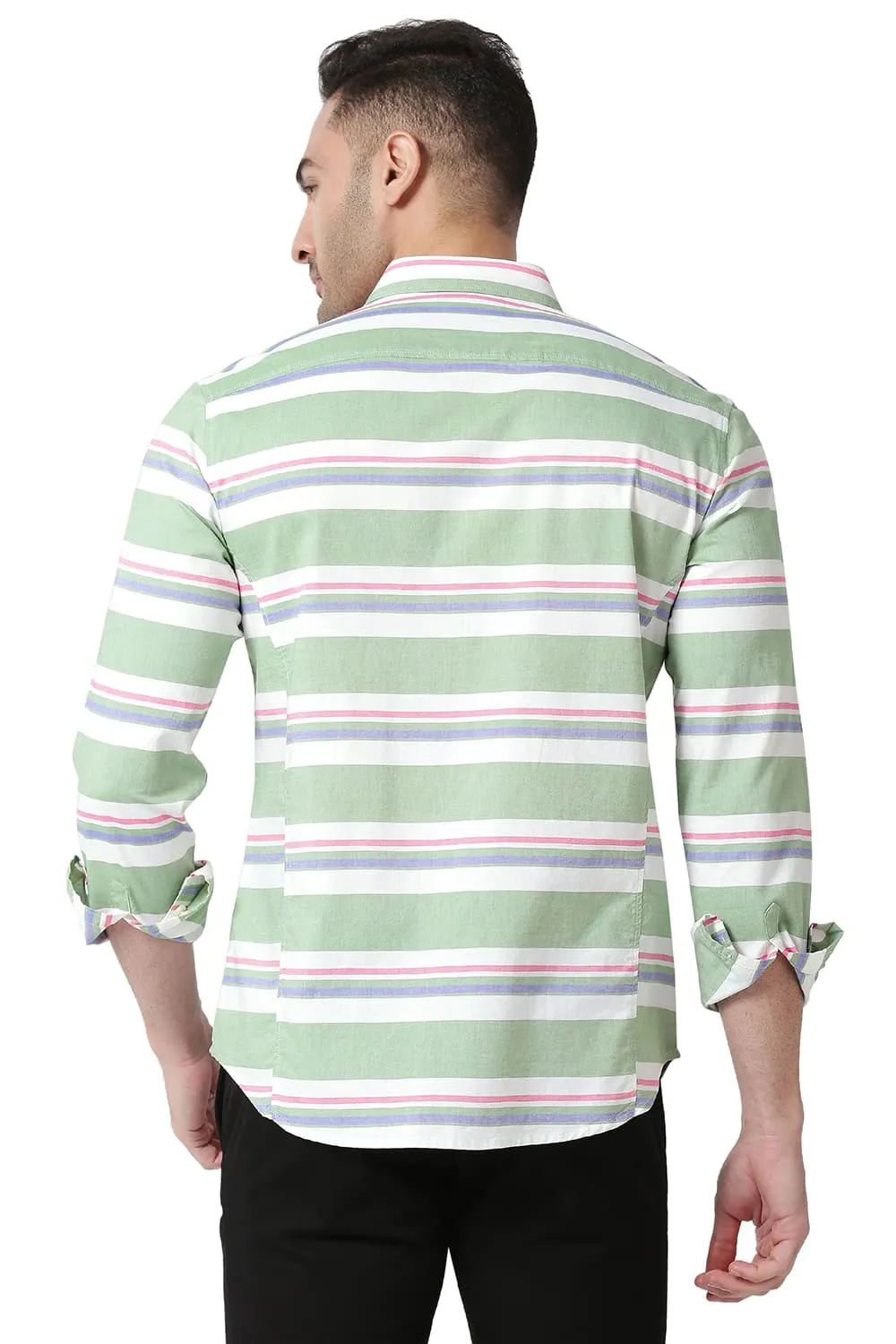 Slim Fit Cotton Oxford Weft Stripe Shirt