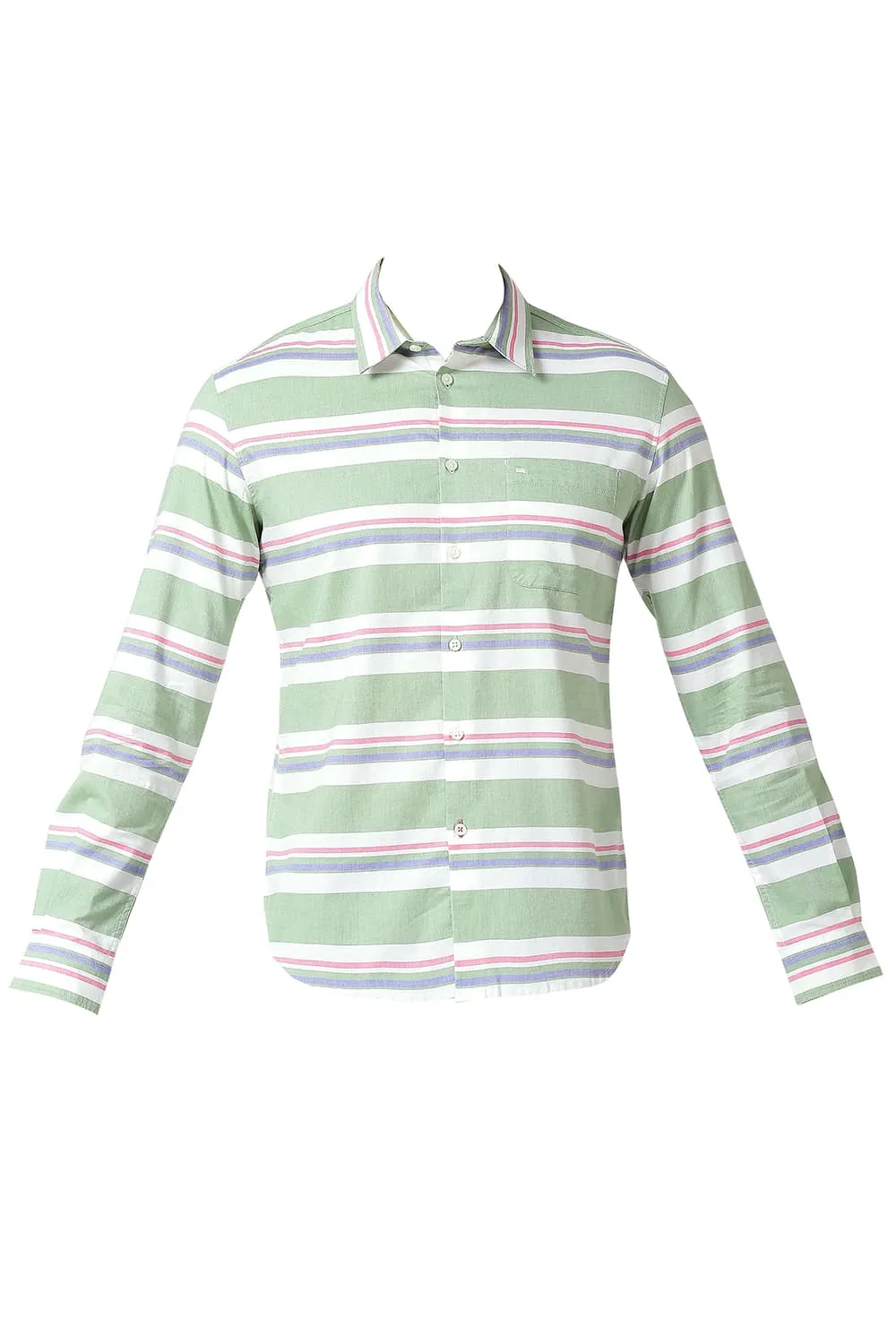 Slim Fit Cotton Oxford Weft Stripe Shirt