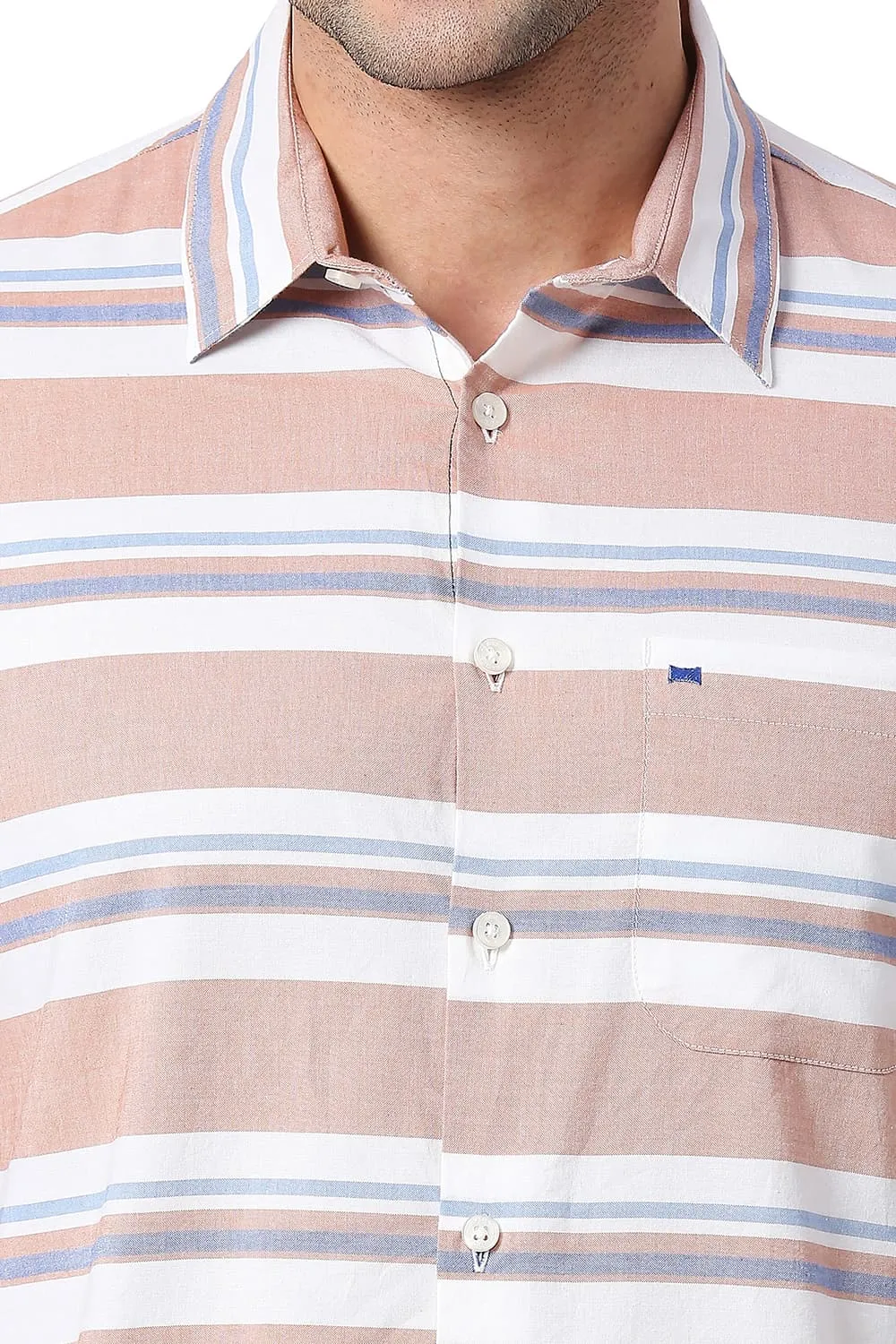 Slim Fit Cotton Oxford Weft Stripe Shirt