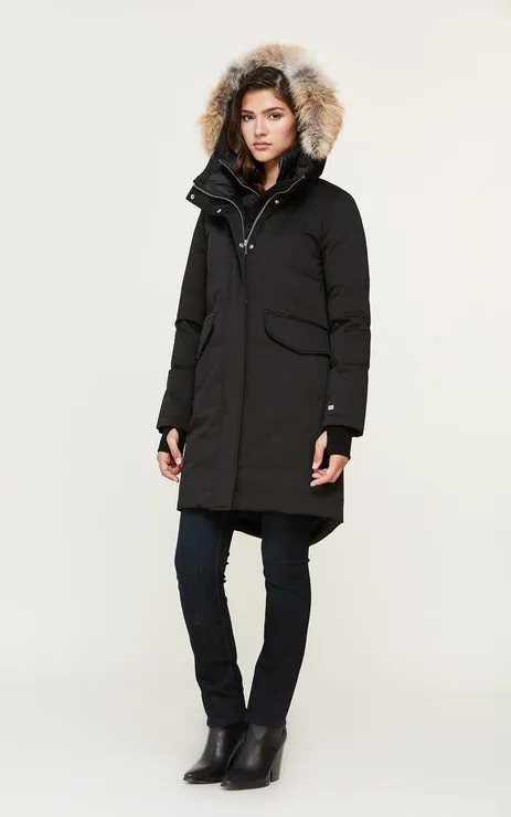 SOIA & KYO WOMENS PAYTON STRAIGHT-FIT CLASSIC DOWN COAT BLACK