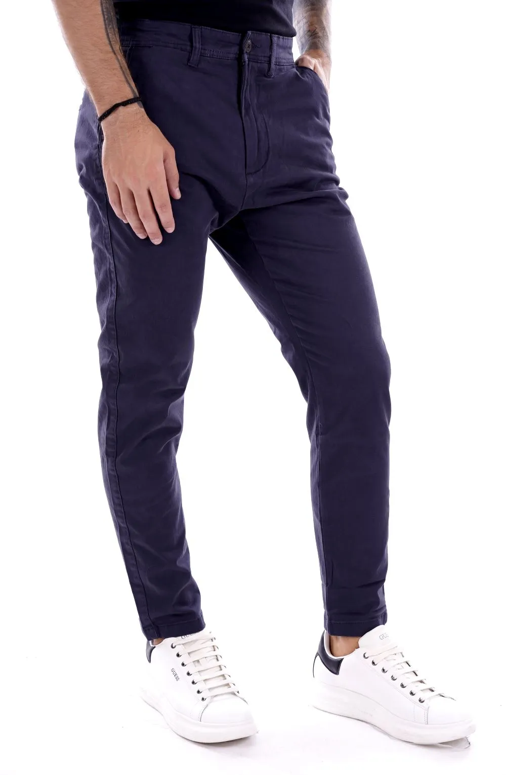 Solid Pantalone Blu Da Uomo