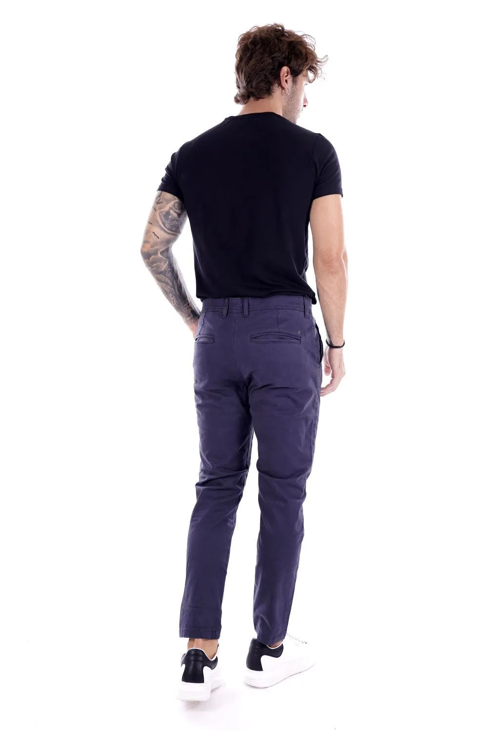 Solid Pantalone Blu Da Uomo