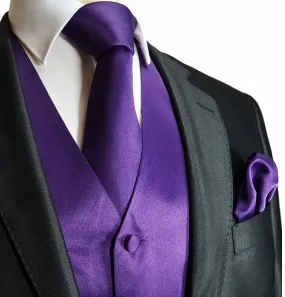 Solid Purple Tuxedo Vest Set