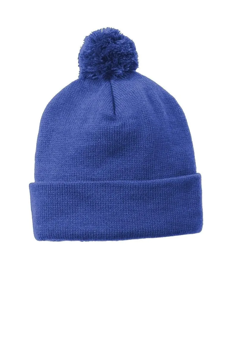 Sport-Tek STC37: Solid Pom Pom Beanie