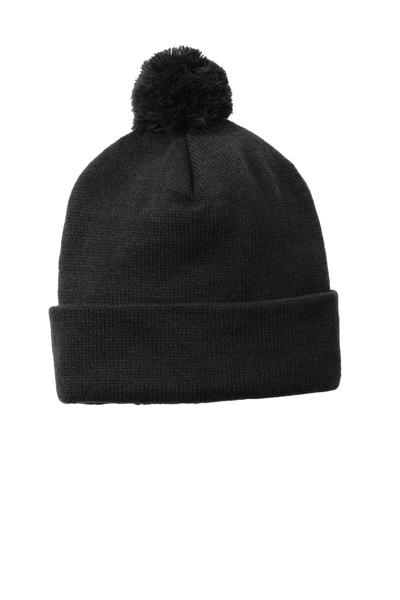 Sport-Tek STC37: Solid Pom Pom Beanie