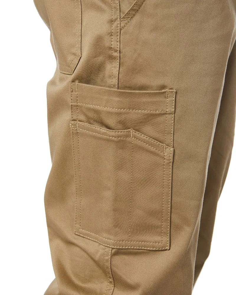 Stretch Cotton Drill Cargo Pants - Khaki