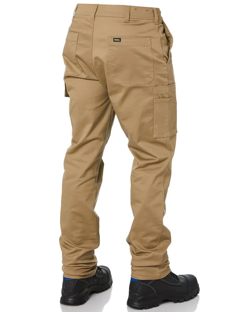 Stretch Cotton Drill Cargo Pants - Khaki