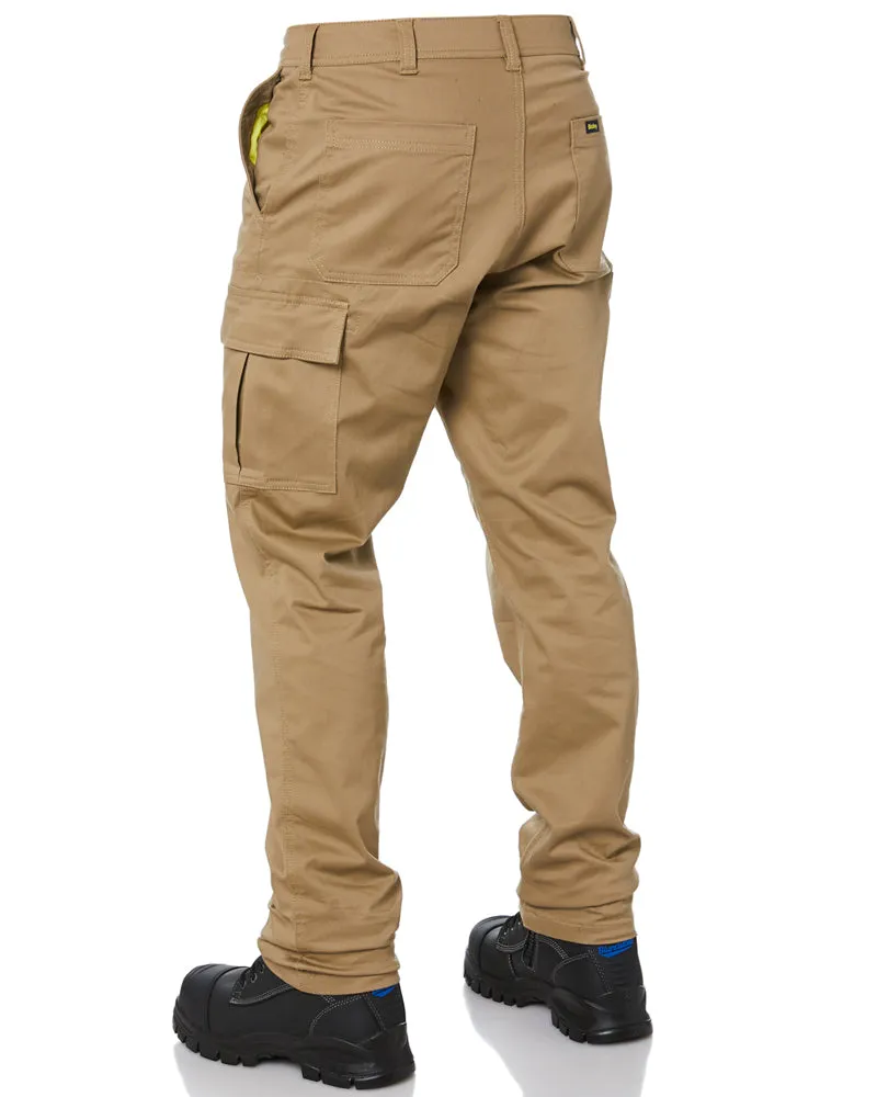 Stretch Cotton Drill Cargo Pants - Khaki