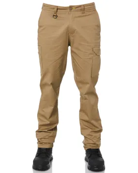 Stretch Cotton Drill Cargo Pants - Khaki