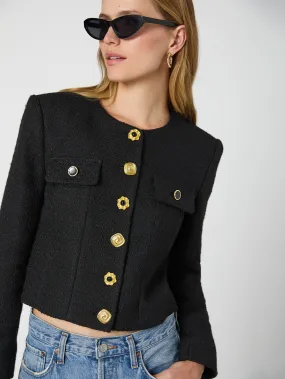 Structured Tweed Novelty Button Jacket