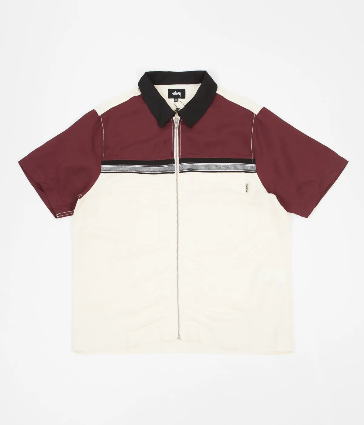 Stussy Color Block Zip Work Shirt - Berry