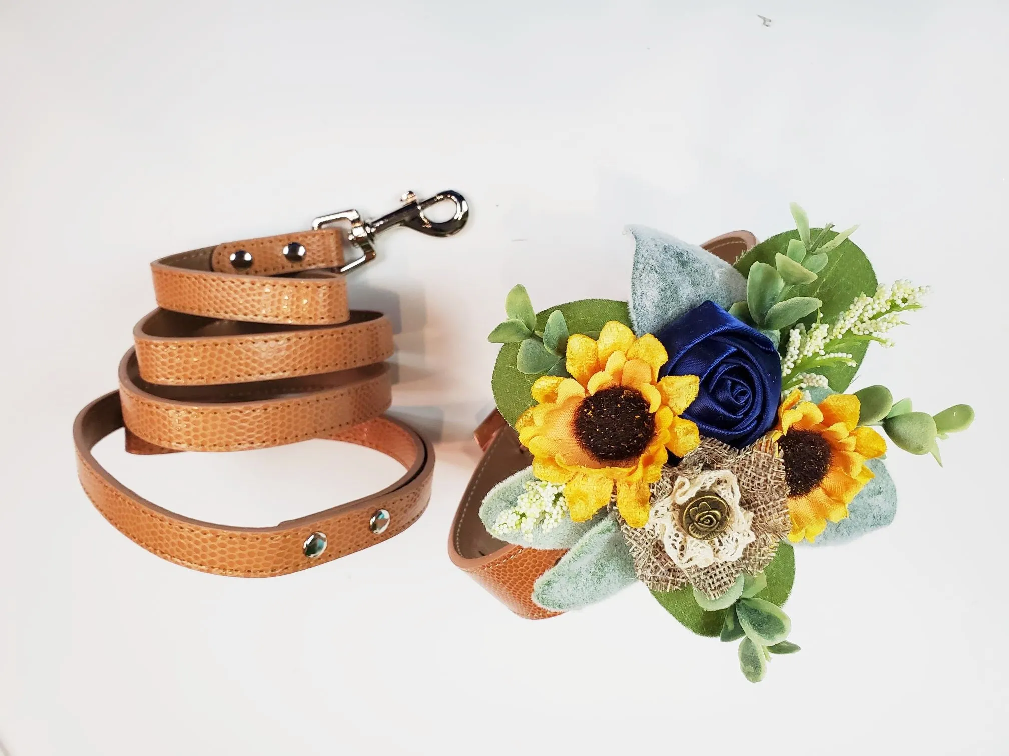 Sunflowers collar and leash | 18 color choices