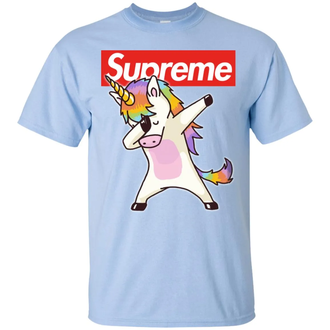 Supreme Unicorn T-shirt Dance Dabbing Unicorn Men Cotton T-Shirt