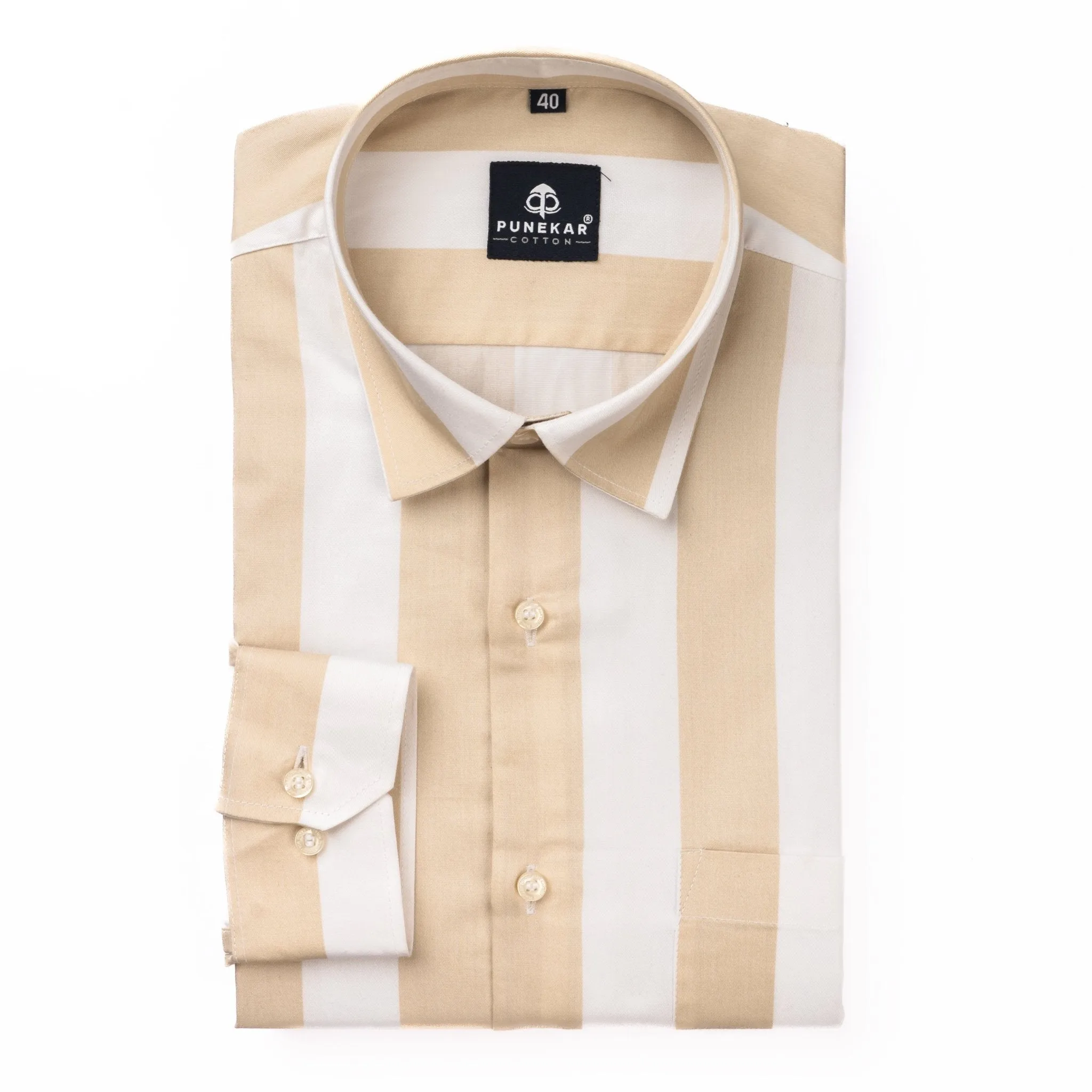 Tan Color Stripe Shirt For Men