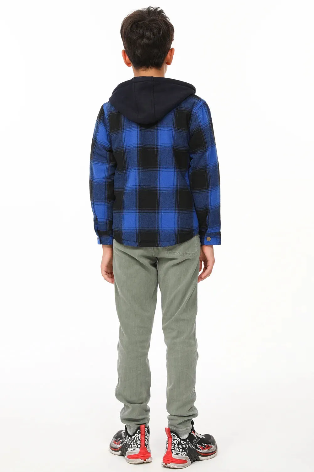 Toddler Boys and Girls Sherpa-Lined Full Zip Hooded Plaid Flannel Shirt