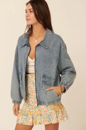 Up Your Game Denim Bomber Jacket