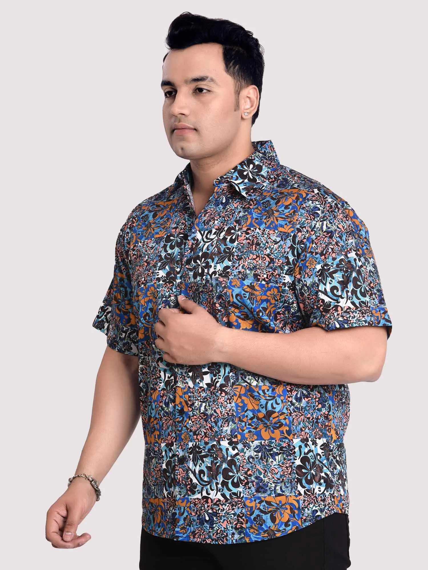 Velvet Puff Digital Printed Shirt Men's Plus Size