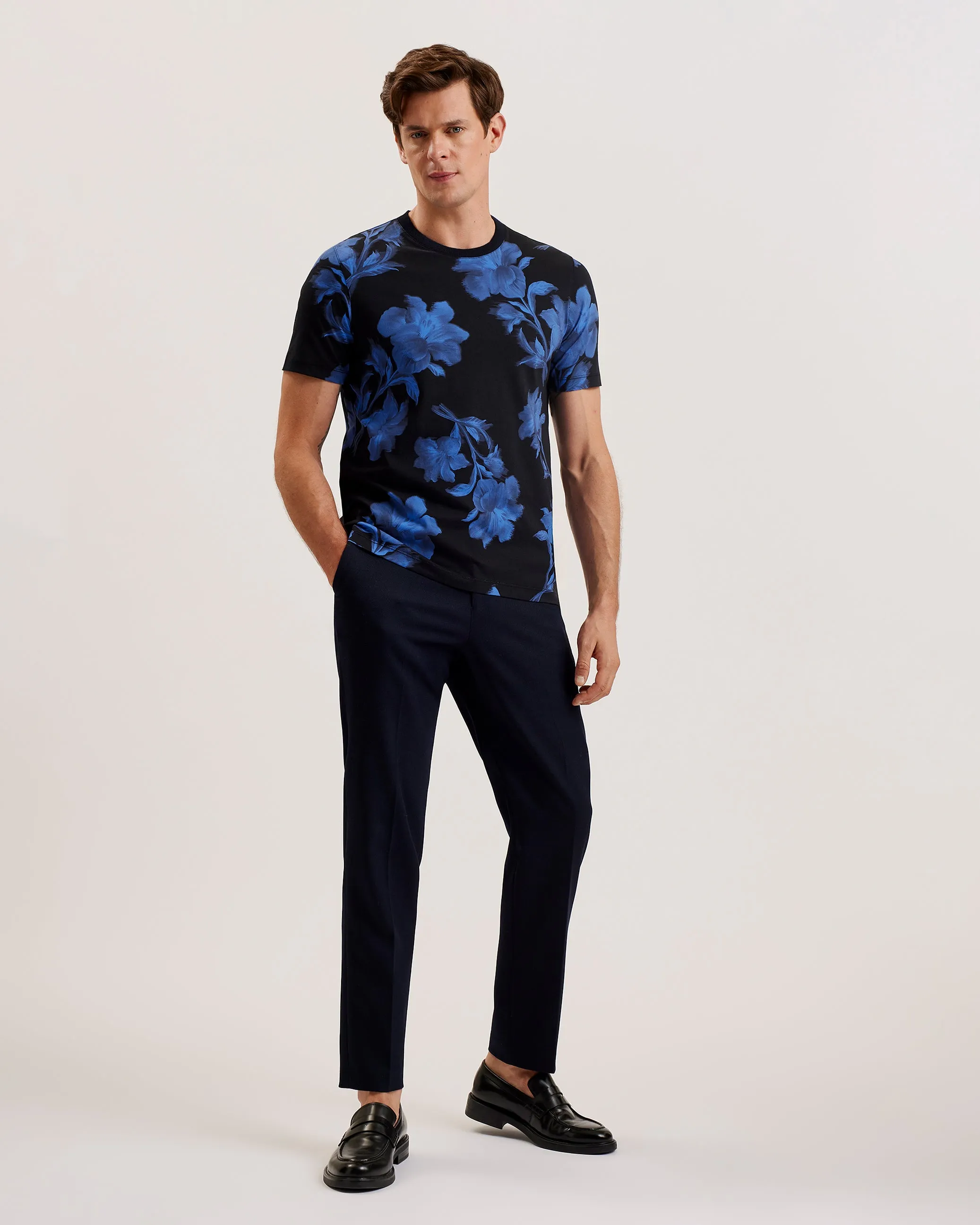 Vendis Ss Regular Fit Floral Printed T-Shirt Navy