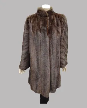 Vintage Tobacco-Dyed Cross Mink Fur ⅞ Coat -L/XL