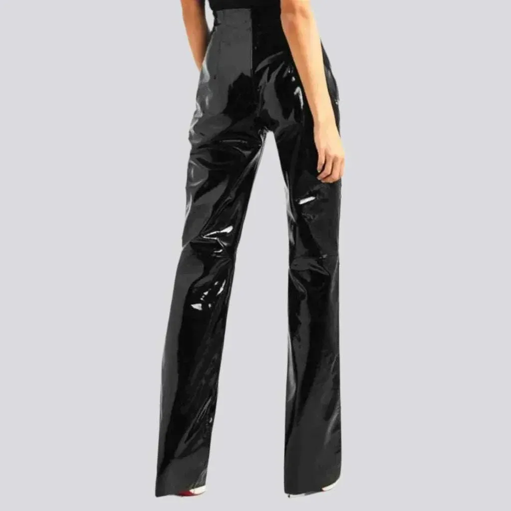 Wax straight women's denim pants