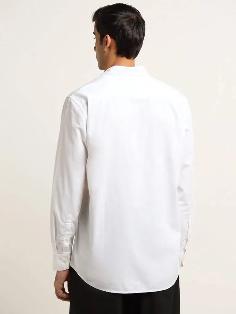 WES Casuals White Cotton Relaxed Fit Shirt