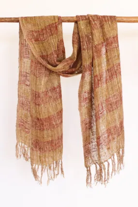 Wild Silk Scarf Natural   Nato Bark Stripe, Medium