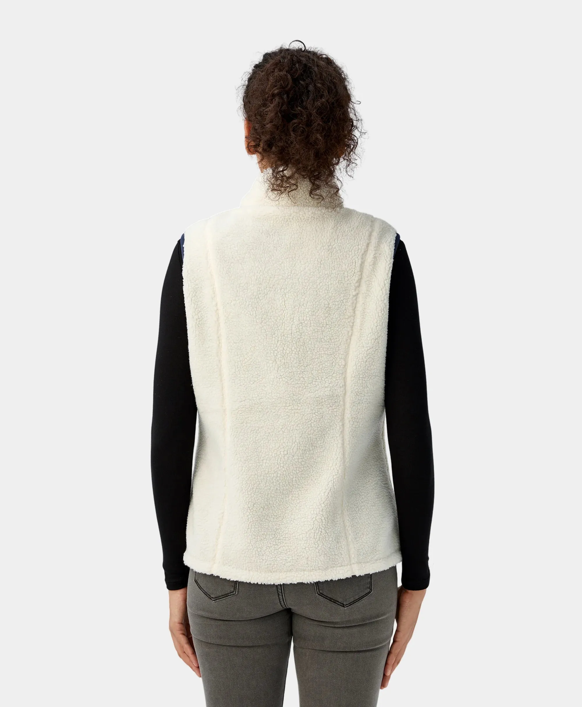 Women's Heated Recycled Fleece Vest - Grey / White