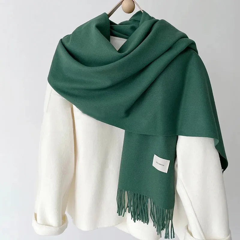 Women’s Winter Scarf - Solid Color Imitation Cashmere Shawl, Warm Neckchief, Korean Style