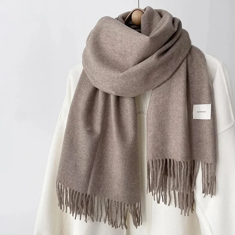 Women’s Winter Scarf - Solid Color Imitation Cashmere Shawl, Warm Neckchief, Korean Style