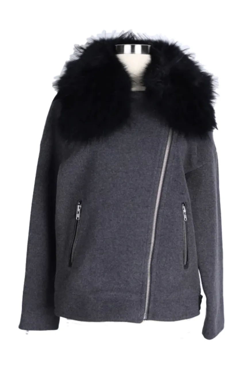 Wool-Cashmere Dress Coat W/ Fur Collar