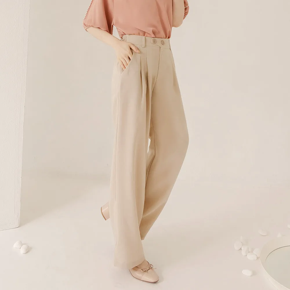 Work Easy Care Wrinkle Free Elastic Waist Long Culottes Pants