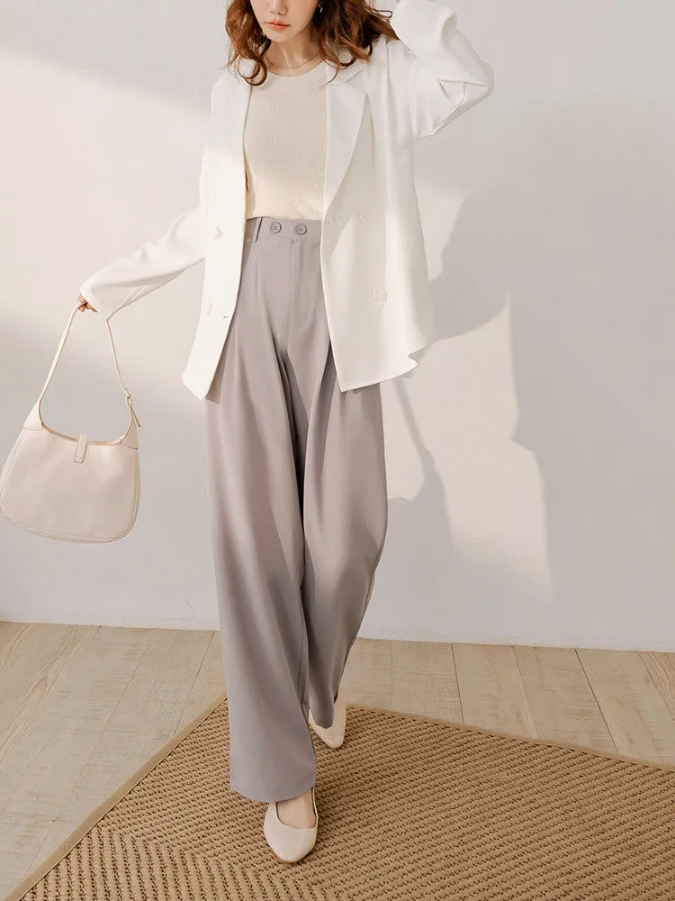 Work Easy Care Wrinkle Free Elastic Waist Long Culottes Pants