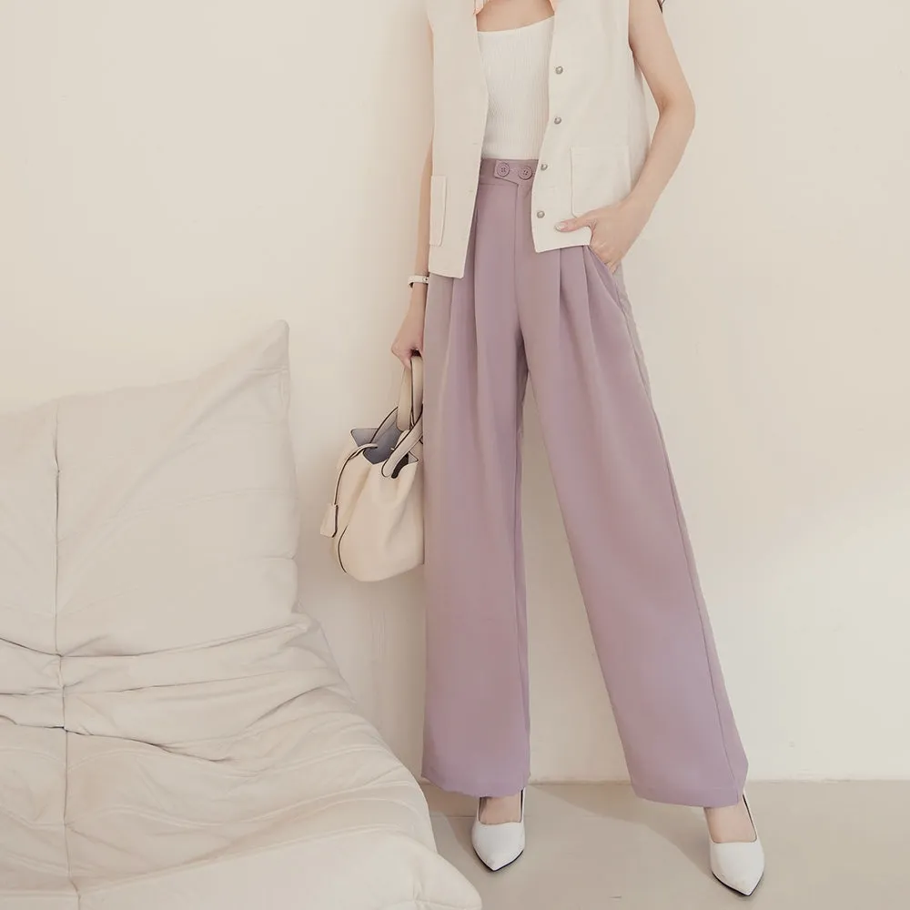 Work Easy Care Wrinkle Free Elastic Waist Long Culottes Pants