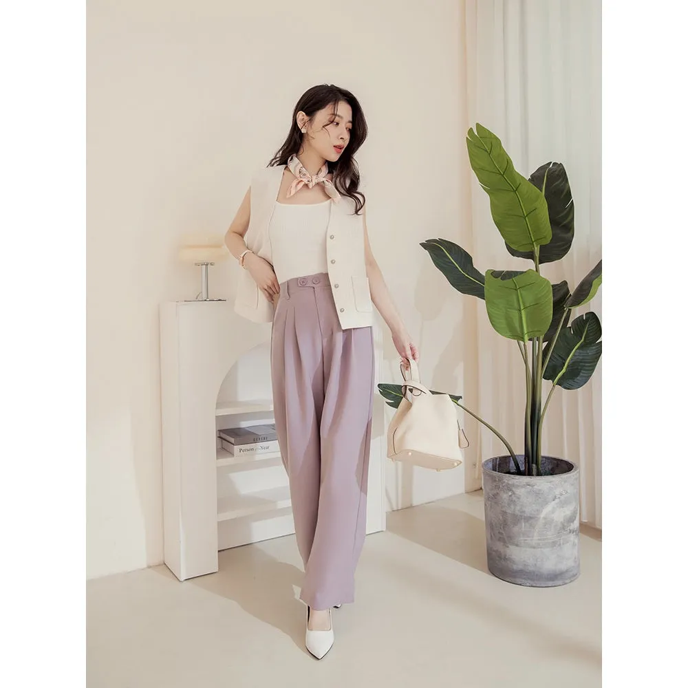 Work Easy Care Wrinkle Free Elastic Waist Long Culottes Pants