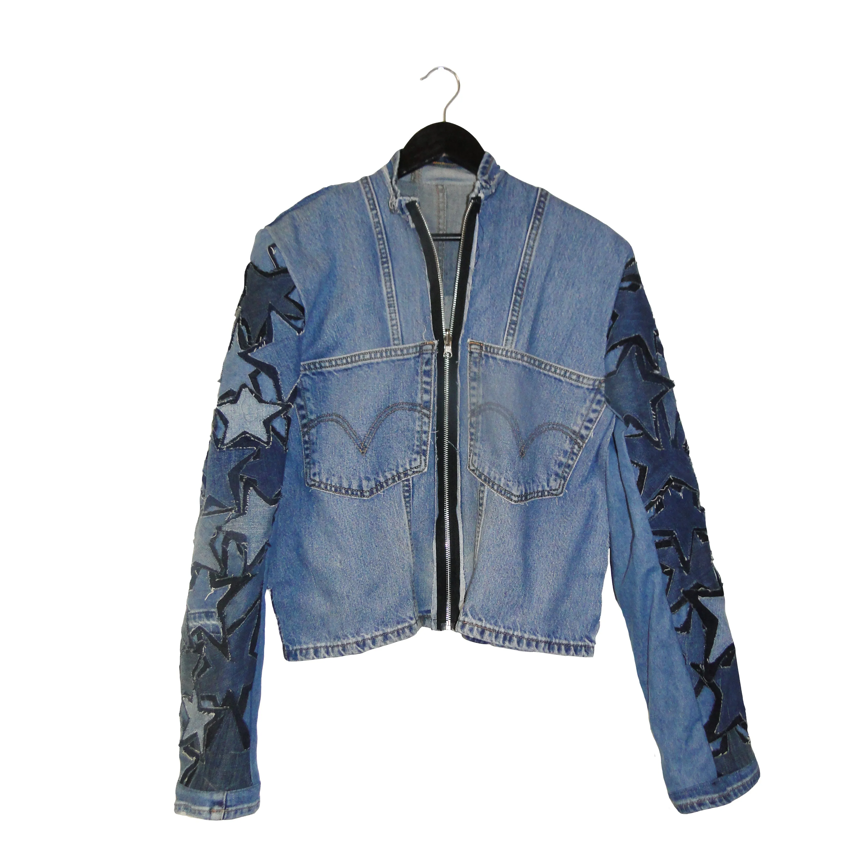 You Are a Star - Upcycled denim patch sleeve jacket