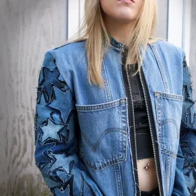 You Are a Star - Upcycled denim patch sleeve jacket